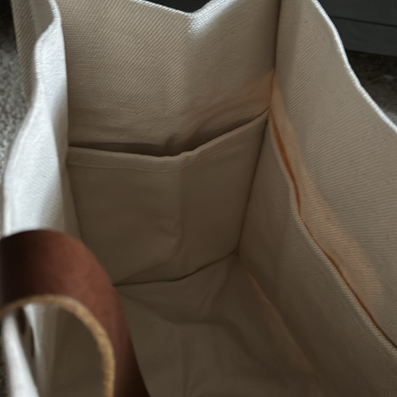 NWT NIP FEED XL Market Tote Canvas w/ leather handles Natural color - Picture 6 of 8